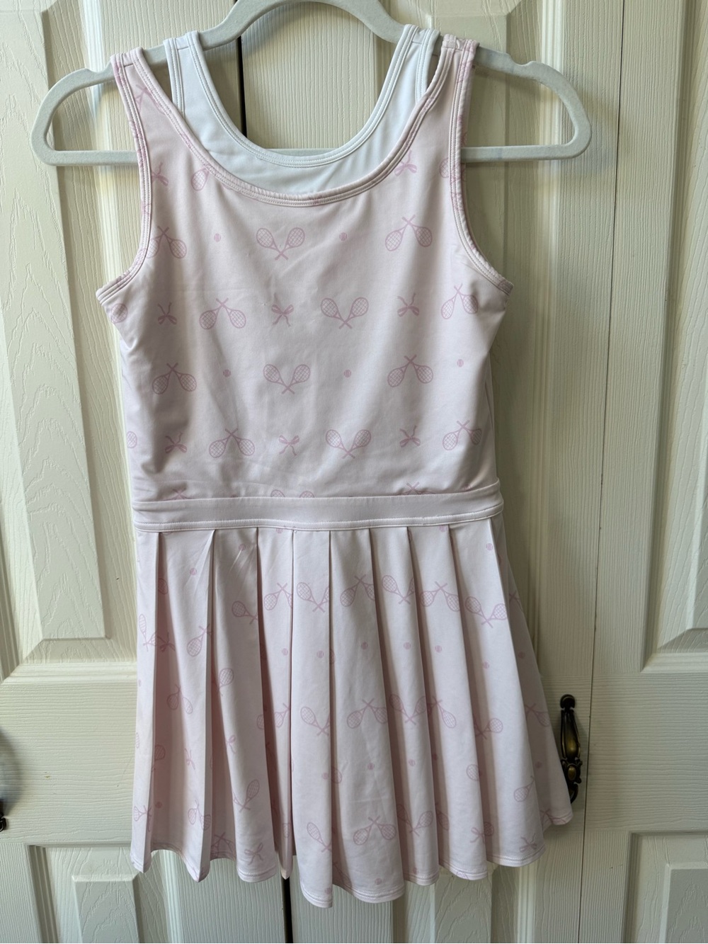 Abercrombie Kids Pink Tennis Dress Racket Print Size 13/14 Built in Shorts